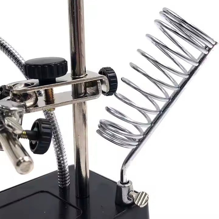 5 LED Light Desktop LED Auxiliary Clip Loupe Magnifier Metal Soldering Iron Stand Electronic Helping Hand Welding Magnifying