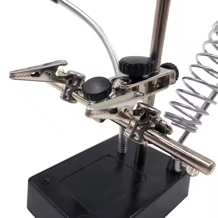5 LED Light Desktop LED Auxiliary Clip Loupe Magnifier Metal Soldering Iron Stand Electronic Helping Hand Welding Magnifying