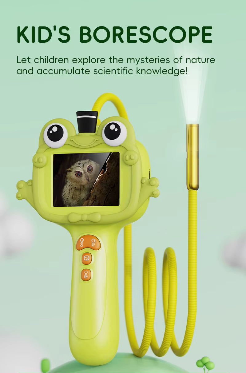 2.4 Inch HD Portable Digital Inspection Camera for Kids Big Eyes Frog Design Cheap Mini Smart Borescope