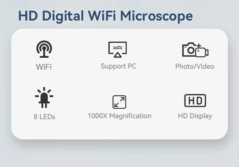 1080p 2m 8 Led Usb Wifi Microscope Digital Small Wireless Portable Digital Microscope for Electronics Pcb Mobile Phone Repair