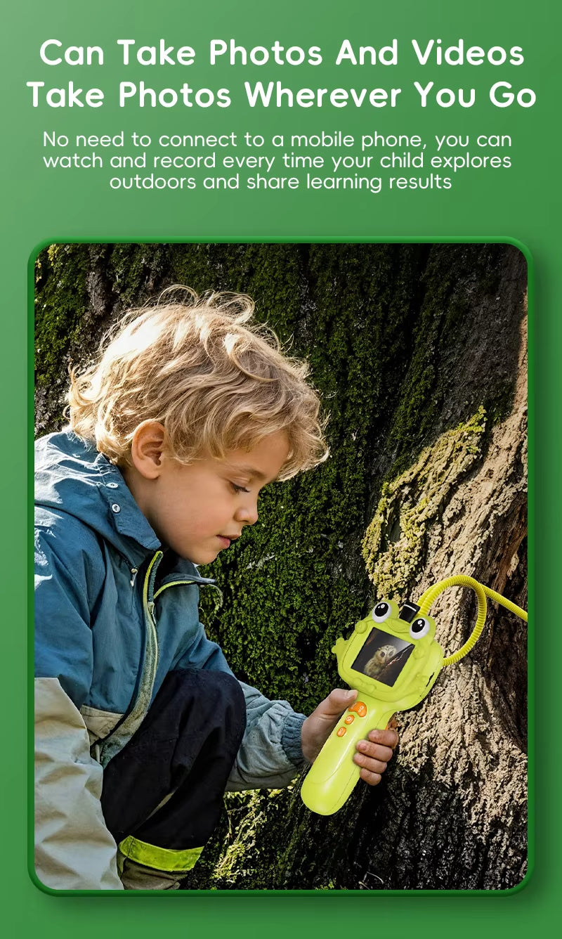 2.4 Inch HD Portable Digital Inspection Camera for Kids Big Eyes Frog Design Cheap Mini Smart Borescope