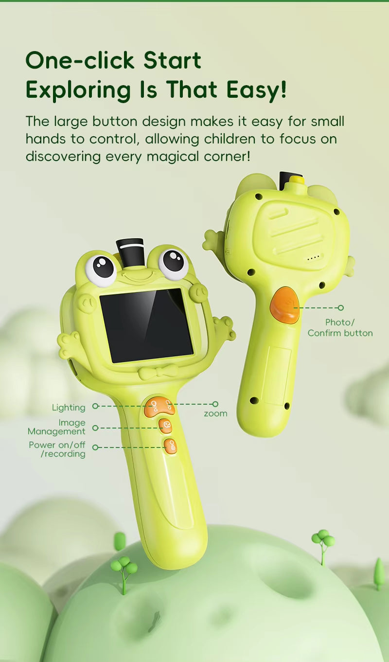 2.4 Inch HD Portable Digital Inspection Camera for Kids Big Eyes Frog Design Cheap Mini Smart Borescope