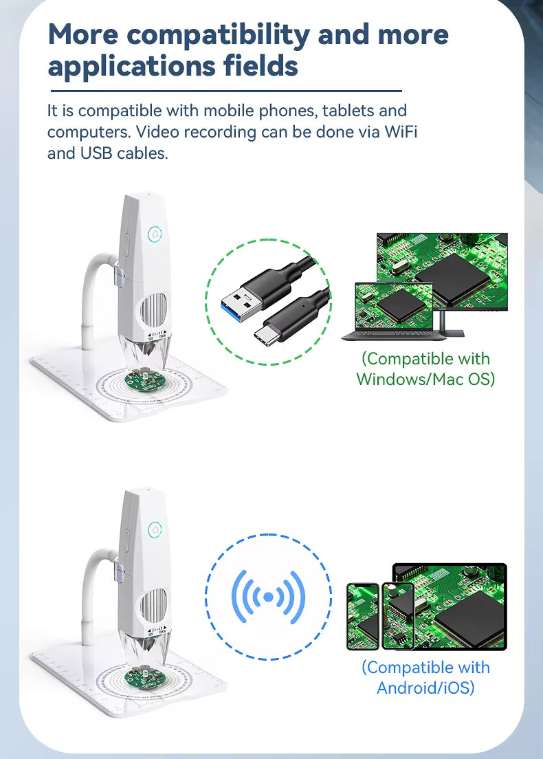 1080p 2m 8 Led Usb Wifi Microscope Digital Small Wireless Portable Digital Microscope for Electronics Pcb Mobile Phone Repair