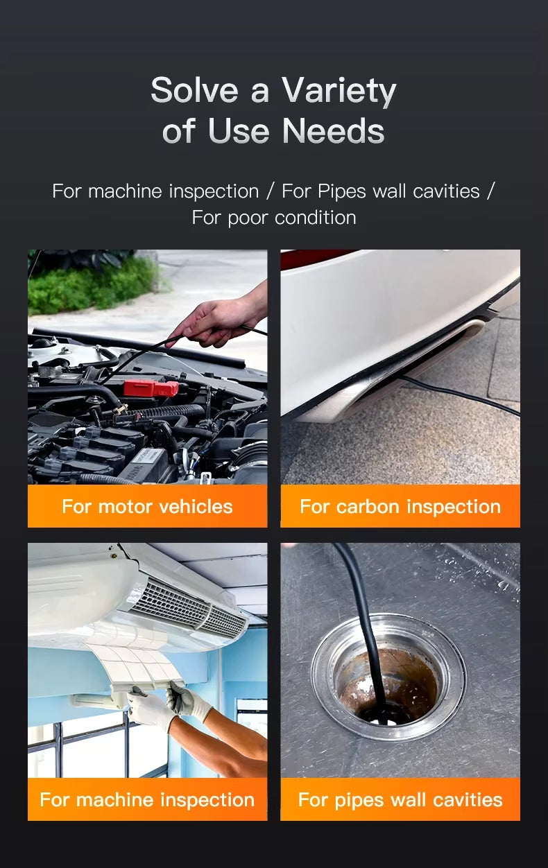 10M 4.3 Inch IPS Screen Industrial Endoscope Camera HD1080P Single Lens Pipe Inspection Borescope for Checking Car Sewer