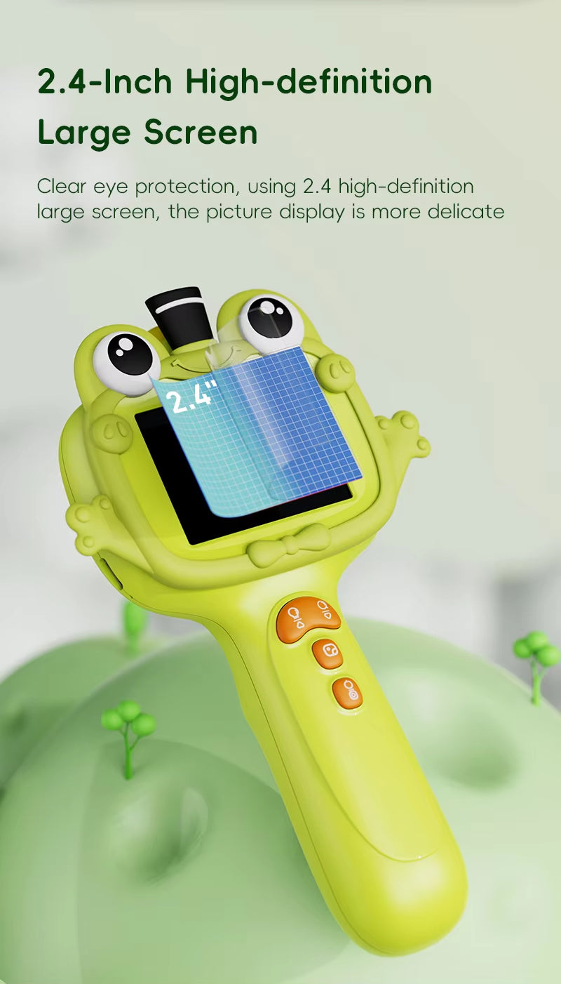2.4 Inch HD Portable Digital Inspection Camera for Kids Big Eyes Frog Design Cheap Mini Smart Borescope