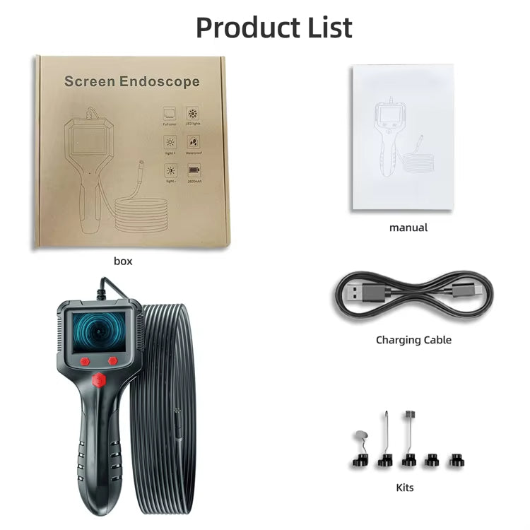 2.4 Inch Industry Endoscope Screen 1080p USB Handheld Digital Endoscope Inspection Camera With Rigid Cable