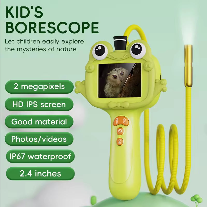 2.4 Inch HD Portable Digital Inspection Camera for Kids Big Eyes Frog Design Cheap Mini Smart Borescope