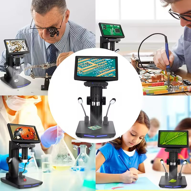 10.1 Inch Desktop Digital Microscope for Adults 50X-1600X Magnification IPS Screen 8MP Photo 1080P Video