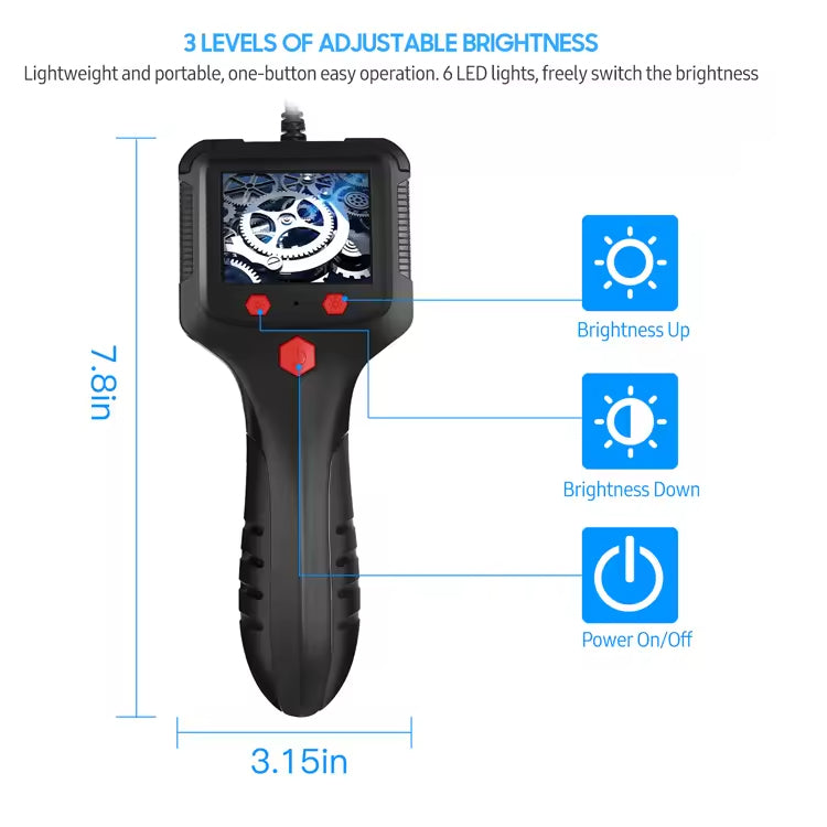 2.4 Inch Industry Endoscope Screen 1080p USB Handheld Digital Endoscope Inspection Camera With Rigid Cable